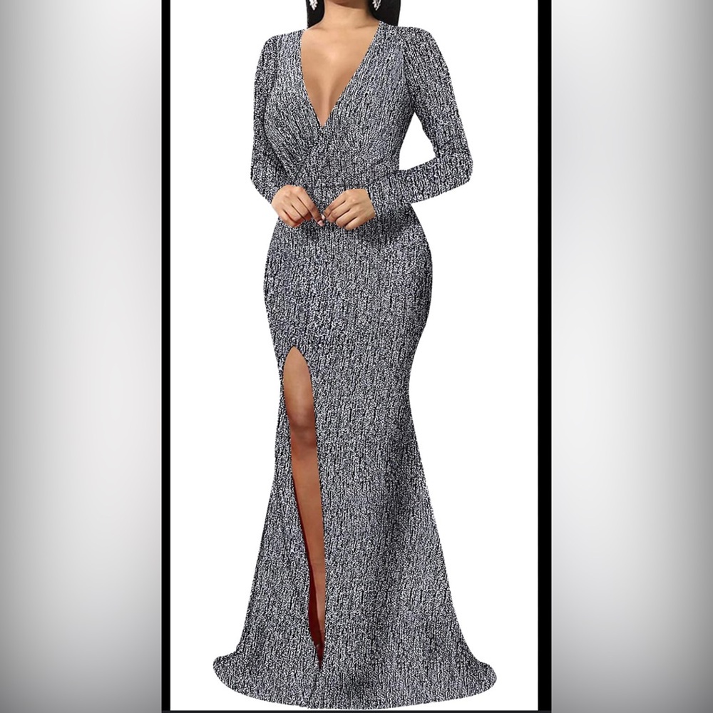 Source Unknown Monochrome Long Sleeve Gown